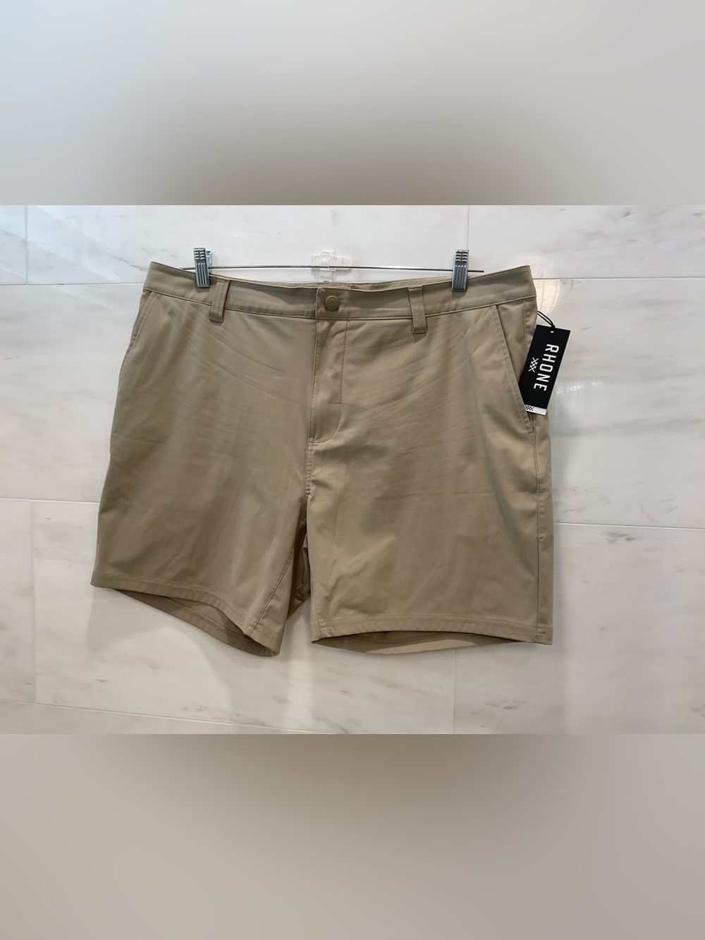 NWT RHONE Khaki Tan 7.0” Commuter Flex Knit Shorts size 38 T39